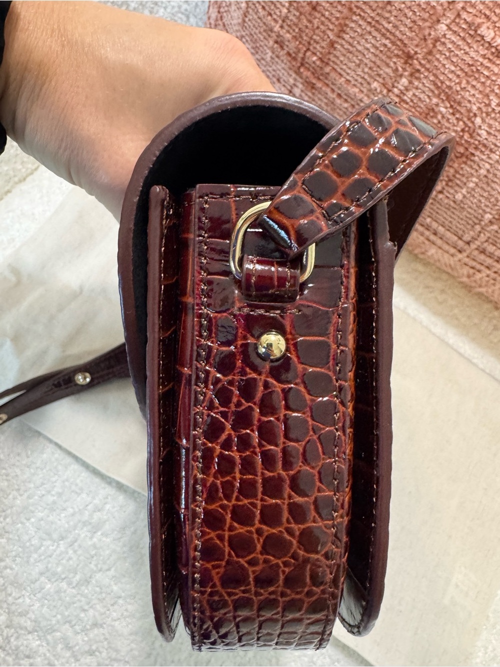 Sezane Claude Bag Chocolate Crocodile Print crossbody - Picture 4 of 8